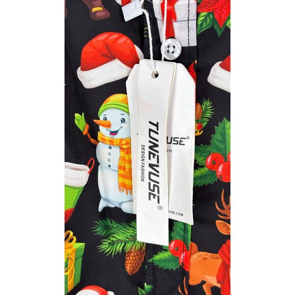 Tunevuse Christmas Holiday Long Sleeve Button Up Shirt Mens Size Medium New Red - Picture 5 of 7